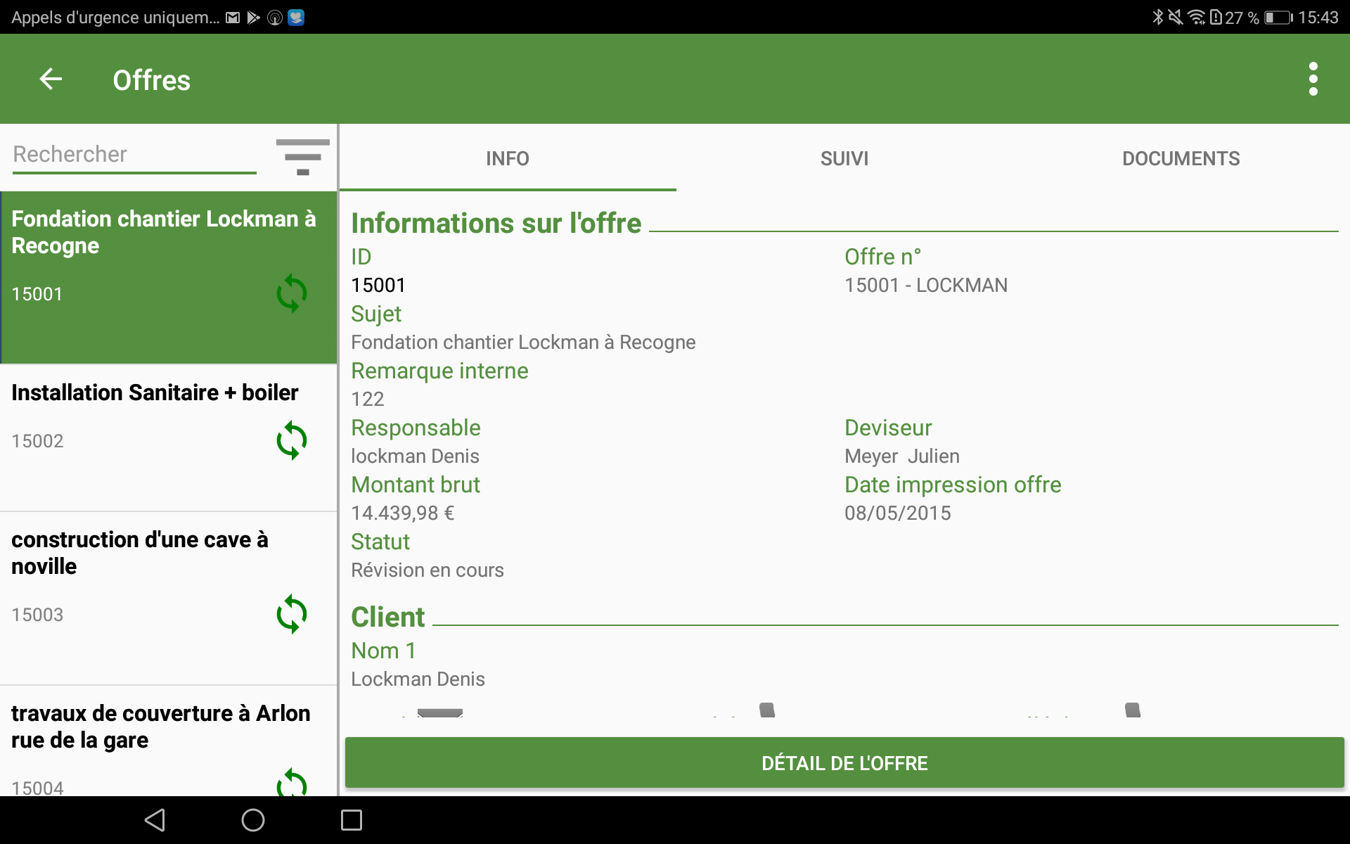 Module Offres sur l'ERP Hit-Mobile