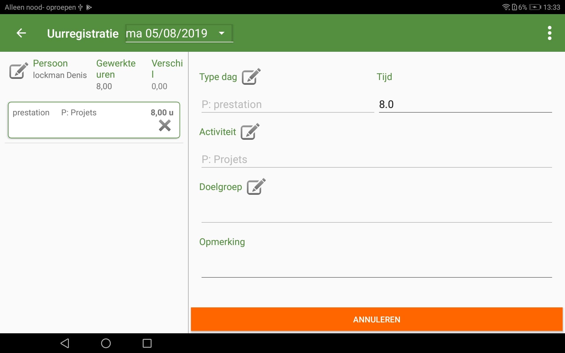 Kodierung von Stunden auf Hit-Mobile ERP